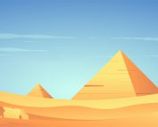 An artist's illustration of the Egyptian pyramids. Shutterstock.