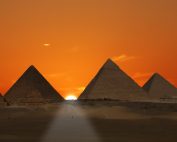 Sunset Egyptian Pyramids. Shutterstock.