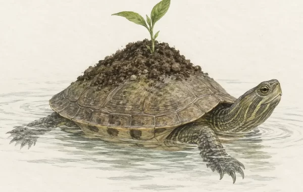 Ilustracija zemlje na leđima kornjače iz predaje naroda Oneida