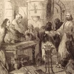 Grafika iz 19. stoljeća koja prikazuje ispitivanje Jacquesa de Molaya