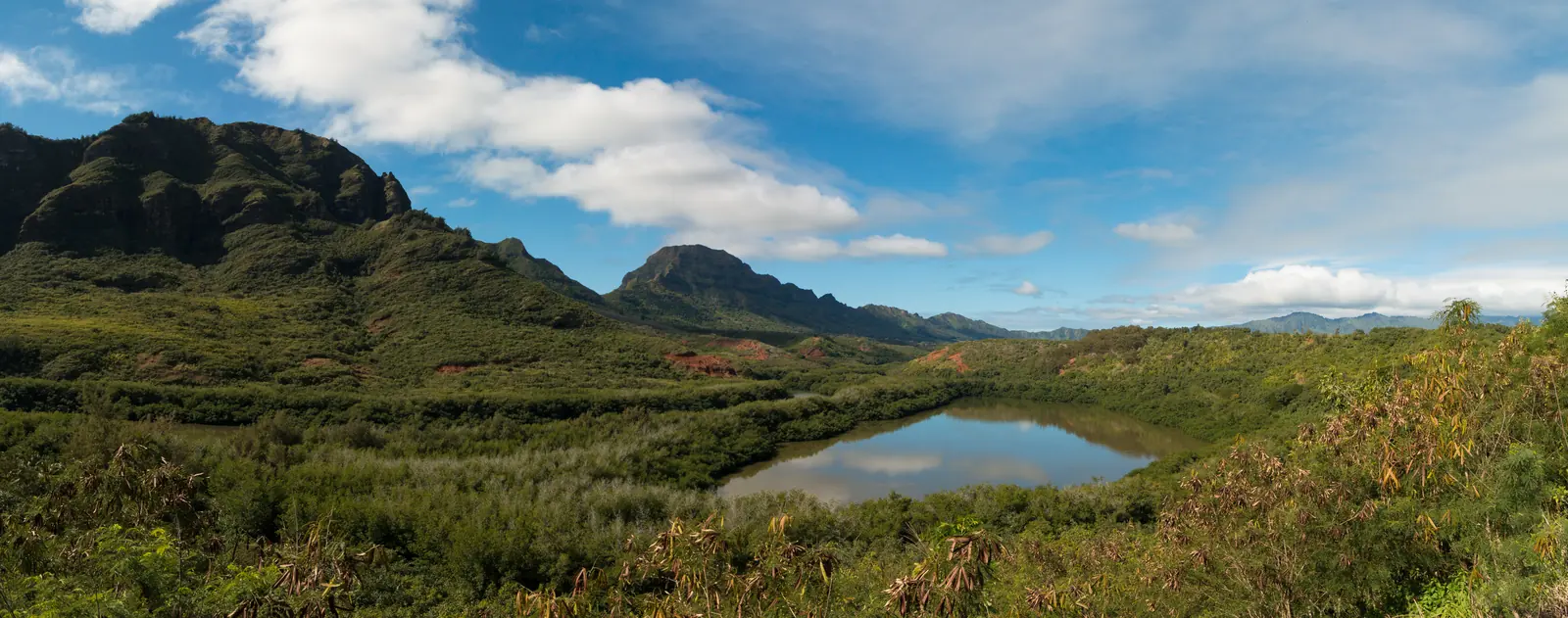 Panoramski pogled na ribnjak Alakoko i rijeku Hulēʻia na otoku Kauaʻi