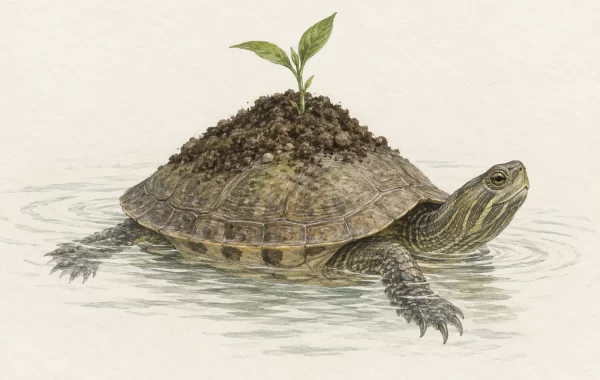 Ilustracija zemlje na leđima kornjače iz predaje naroda Oneida