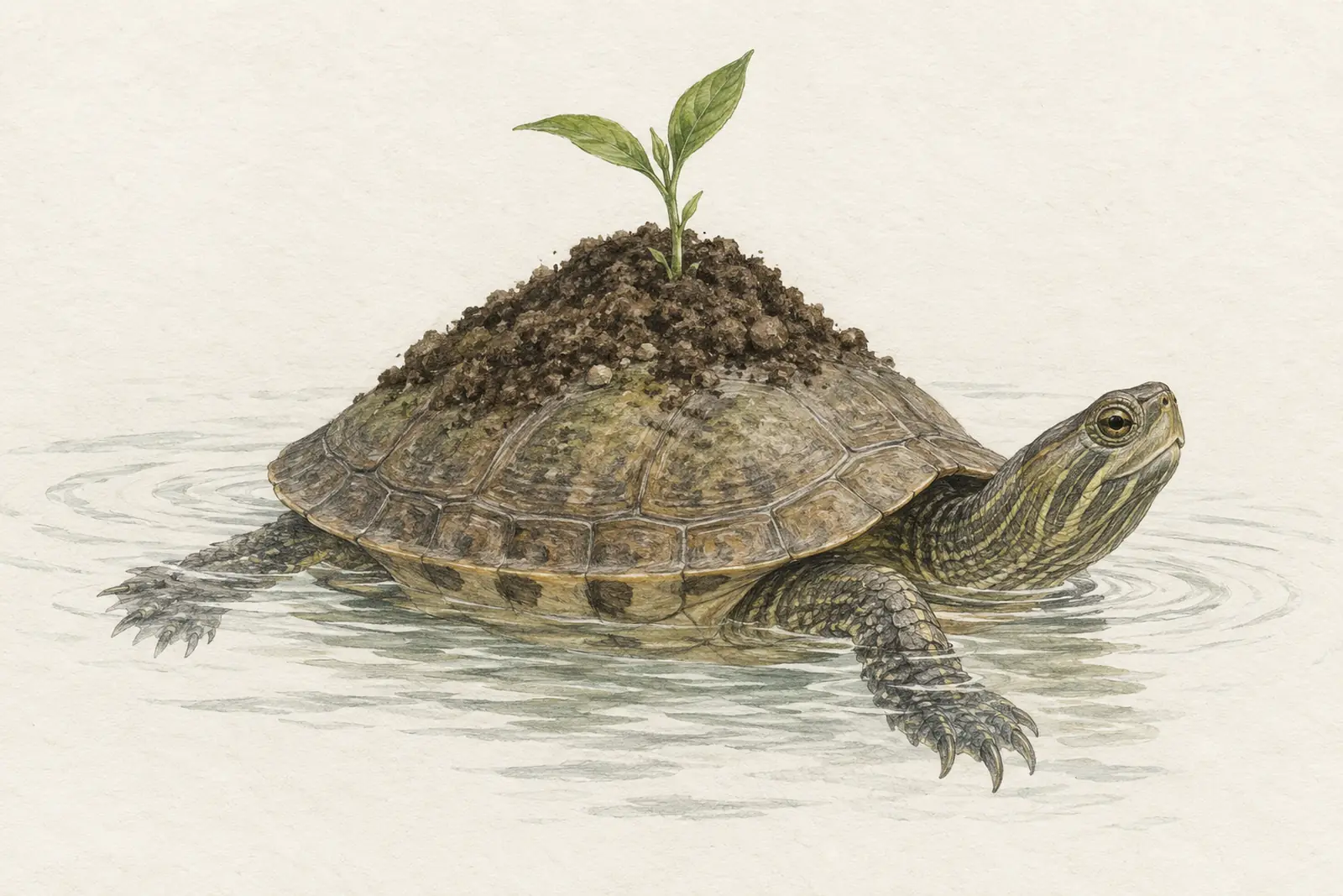 Ilustracija zemlje na leđima kornjače iz predaje naroda Oneida